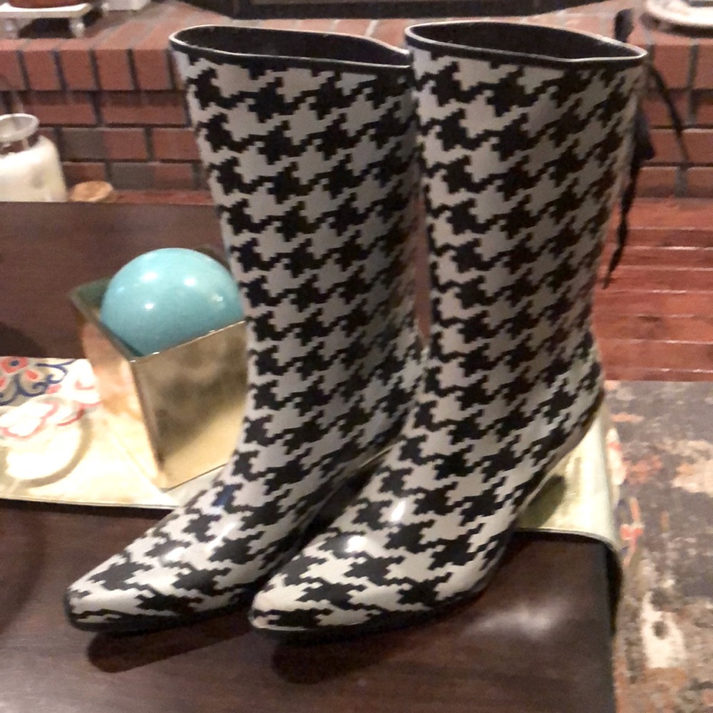 Houndstooth Print Rainboots🌸🌺